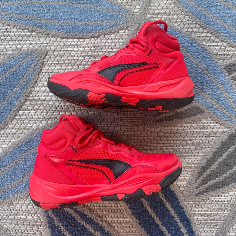 Puma Kids' Playmaker Pro Mid Top Basketball Shoe Big Kid Size 4.5 Red/Black